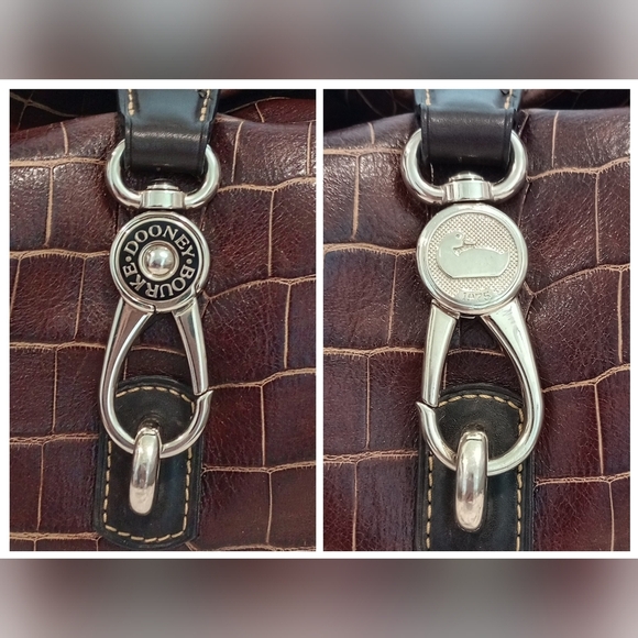 Dooney & Bourke Croco Embossed Lock Sac Hobo Bag W/ Pouch & Keychain - Picture 3 of 16